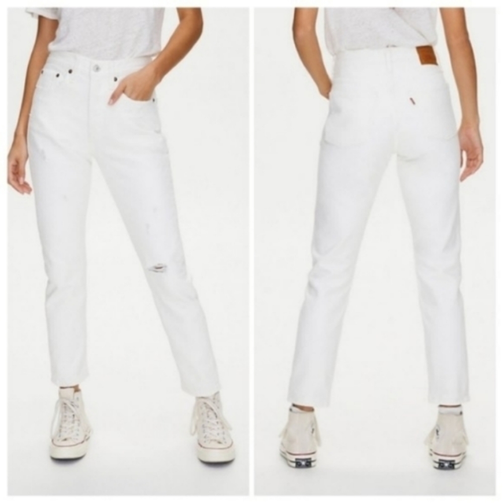 Levi's 501 Skinny Jeans Distressed White Pants - Picture 10 of 12